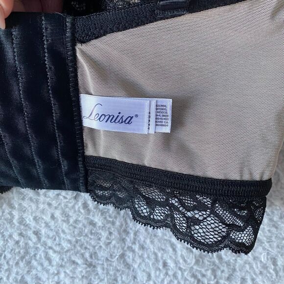Leonisa Bra 34B Sexy Black Lace‎ Lingerie Bustier Padded Lined Designer - Picture 4 of 10